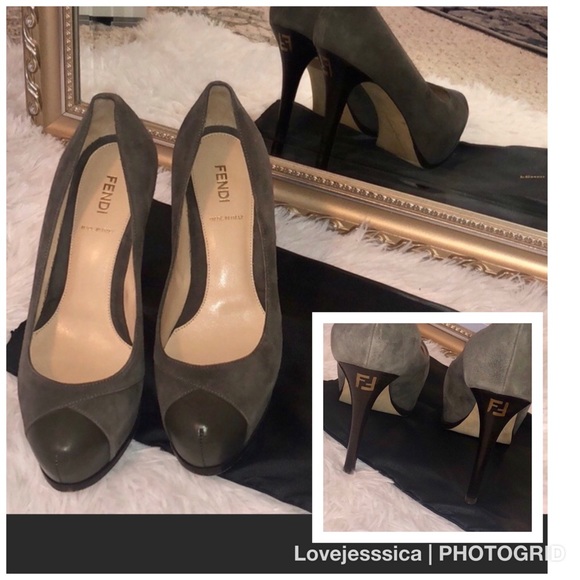 Fendi Shoes - Fendi suede and leather platform pumps